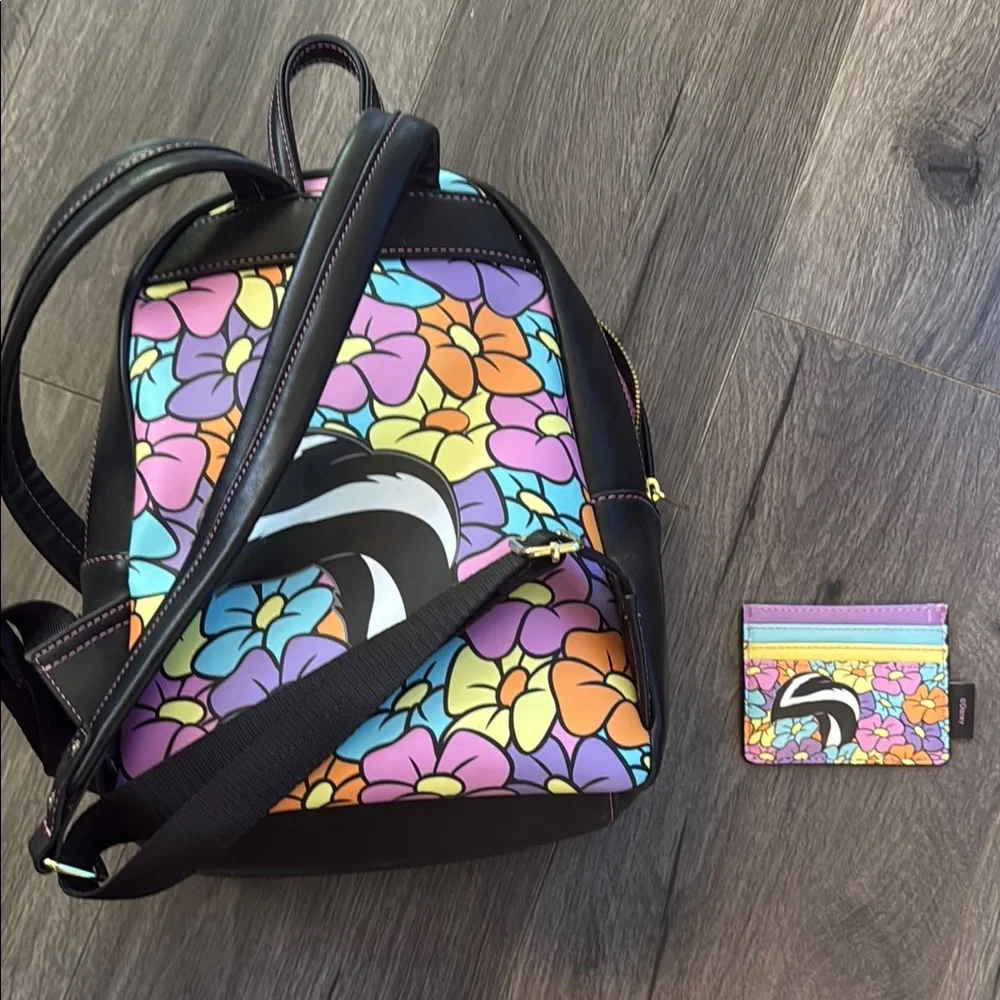 Disney Loungefly Flower from Bambi Colorful Floral Backpack and wallet Adorable